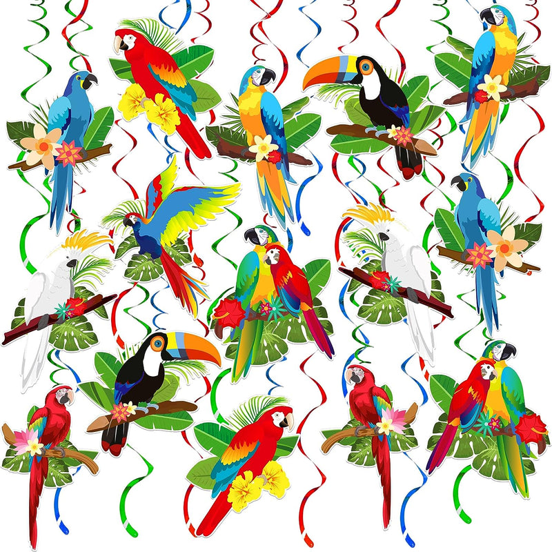 Katchon, Tropical Hanging Swirls Decoration - Pack of 30, No DIY | Tropical Birds Decorations, Hawaiian Party Decorations | Tropical Party Decorations, Luau Party Decorations | Bird Party Decorations  KatchOn   