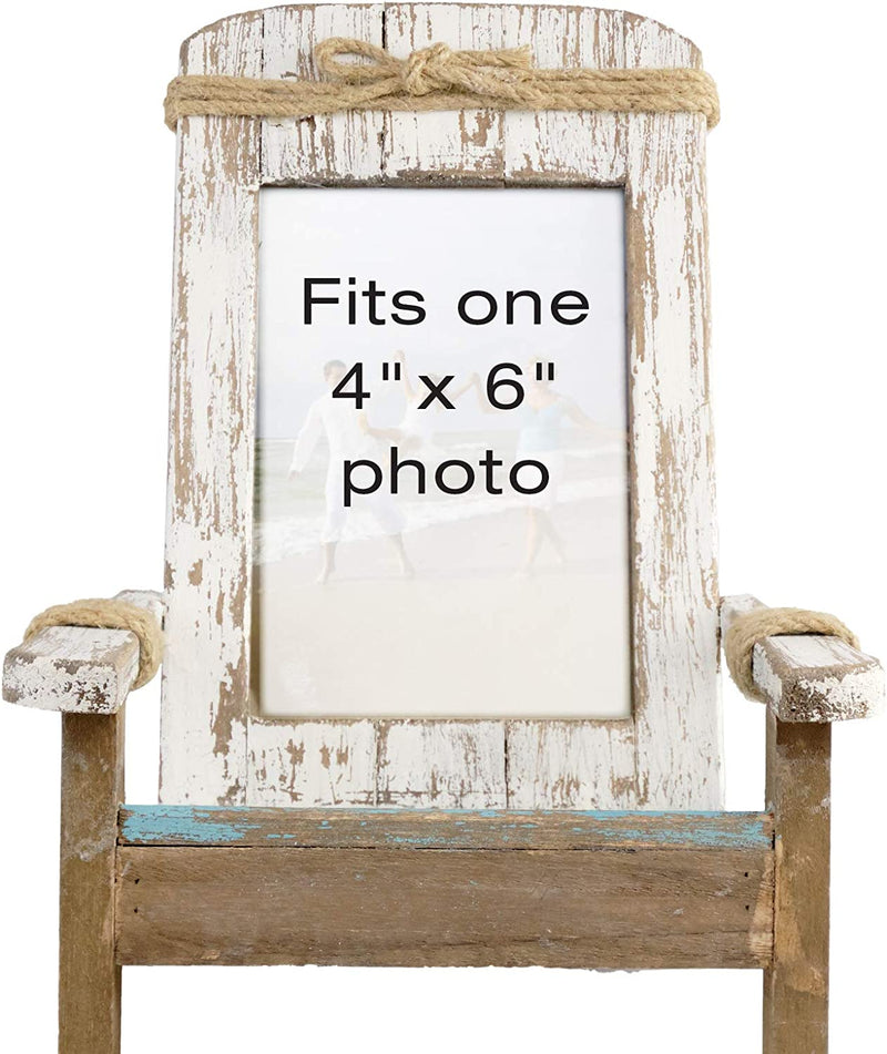 EXCELLO GLOBAL PRODUCTS Beach Chair Photo Frame: Holds 4X6 Vertical Photo. Rustic Picture for Tabletop Display with Nautical Beach Themed Home Decor Home & Garden > Decor > Picture Frames EXCELLO GLOBAL PRODUCTS   