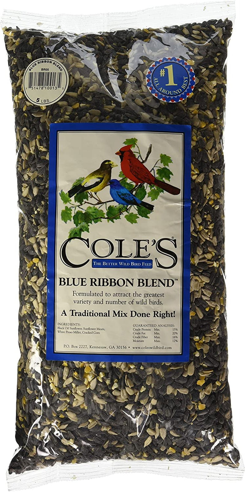 Cole'S BR05 Blue Ribbon Blend Bird Seed, 5-Pound Animals & Pet Supplies > Pet Supplies > Bird Supplies > Bird Food Cole's Wild Bird Products   