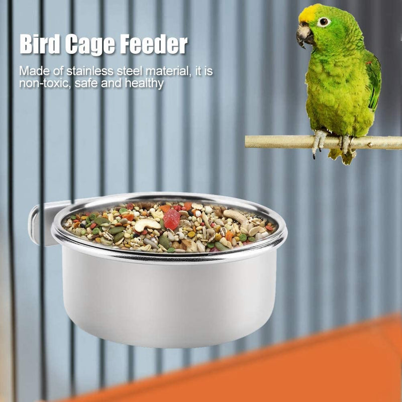 Hanging Adjustable Food Water Food Feeding Bowl Stainless Steel Parrot Parakeet Feeder Bird Cage Accessory Drinking Cup (L) Animals & Pet Supplies > Pet Supplies > Bird Supplies > Bird Cage Accessories > Bird Cage Food & Water Dishes FTVOGUE   