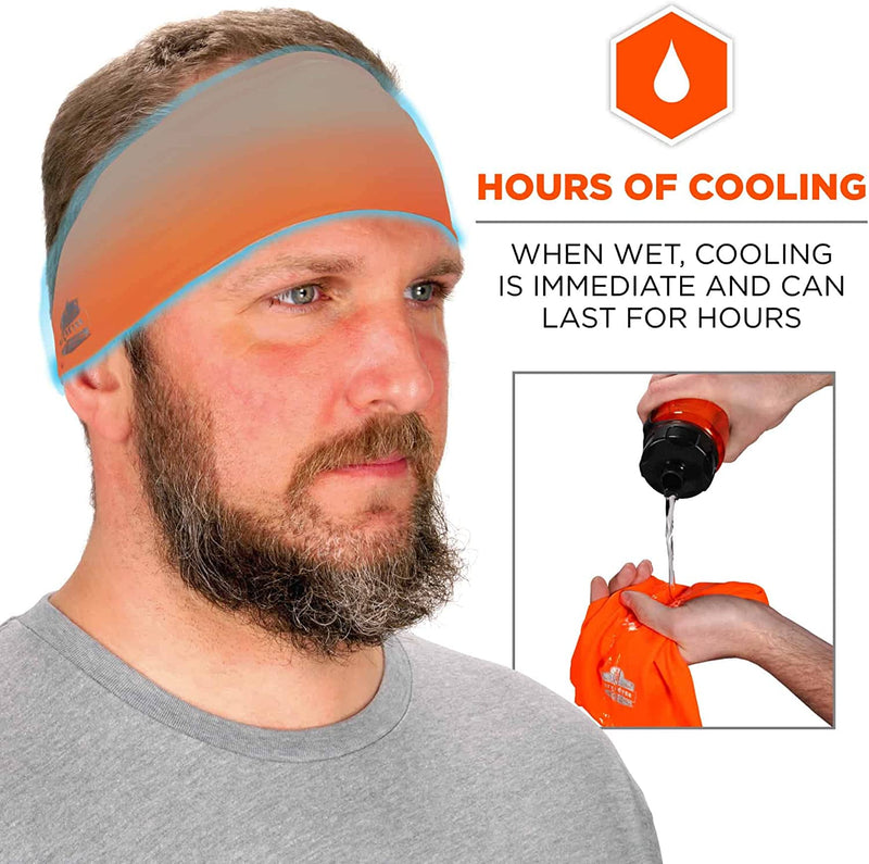 Ergodyne Chill Its 6634 Cooling Headband, Sports Headbands for Men and Women, Moisture Wicking , Orange Sporting Goods > Outdoor Recreation > Winter Sports & Activities Ergodyne   