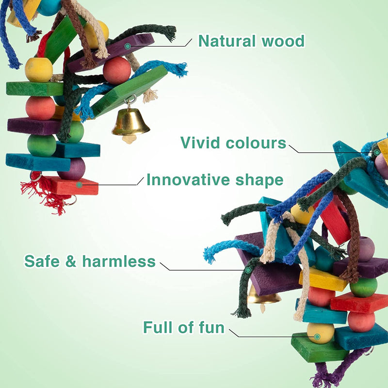 Bird Parrot Wooden Toys, Multicolor Durable Bird Chewing Toy with Edible Coloring for Bird Cage Conures Cockatiels Foraging and Parrot Toys Animals & Pet Supplies > Pet Supplies > Bird Supplies > Bird Toys MEWTOGO   