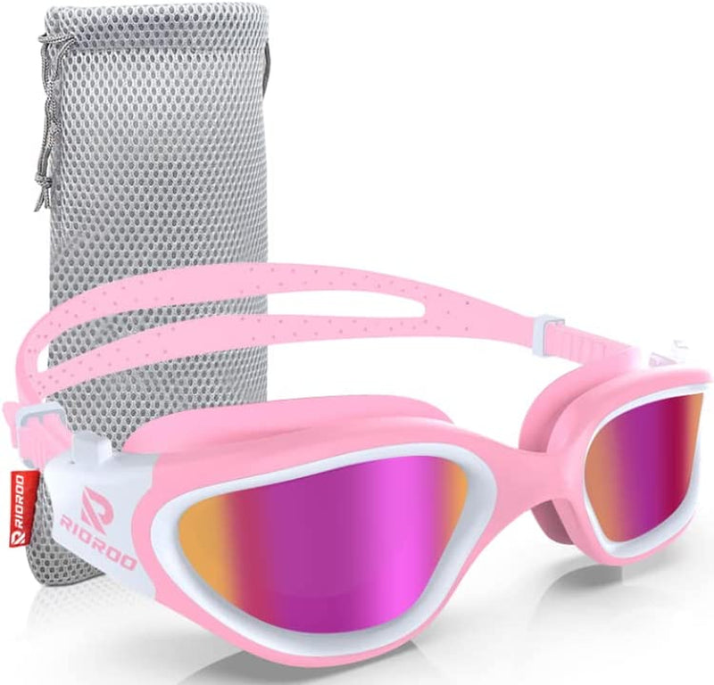 RIOROO Swim Goggles,Polarized Swimming Goggles for Men Women Adults Youth anti Fog/No Leak/Clear Wide Vision/Uv Protection Sporting Goods > Outdoor Recreation > Boating & Water Sports > Swimming > Swim Goggles & Masks RIOROO A6-polarized Mirror Pink Lens  