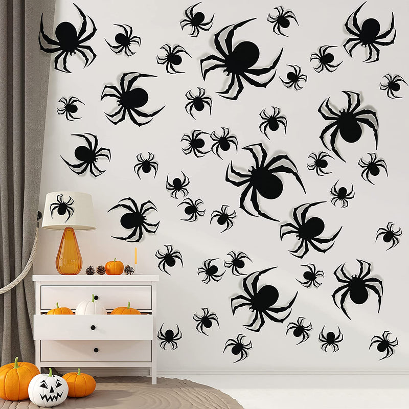 68Pcs Bat Wall Decor, Halloween Bats Decorations 3D Bats Wall Decor Realistic PVC Bats Stickers for Outdoor DIY Home Decor Party Supplies  16 years and up Spiders  