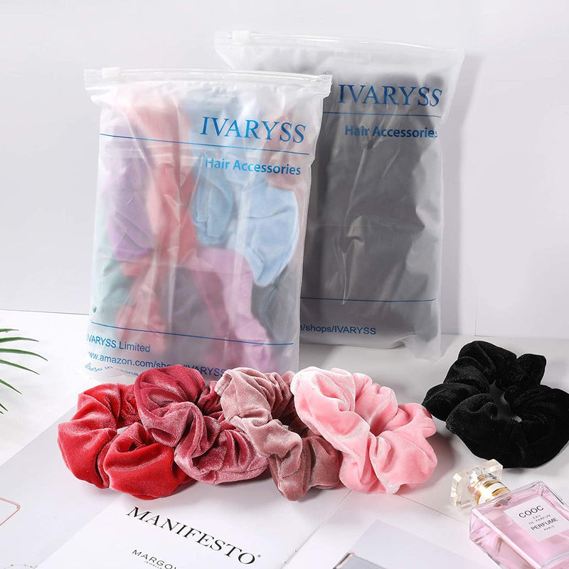 IVARYSS Scrunchies for Women, 12 Pcs Neutral Velvet Scrunchies for Hair, Classic Elastic Thick Scrunchy Hair Bands Ties, Soft Ropes Ponytail Holder Hair Accessories Sporting Goods > Outdoor Recreation > Winter Sports & Activities IVARYSS   