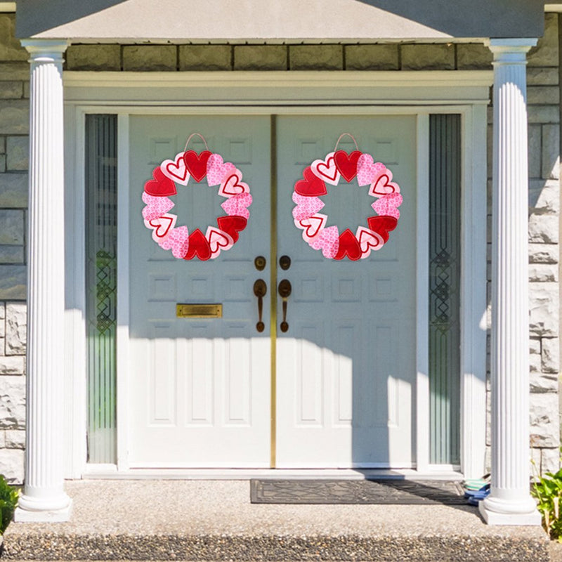 GENEMA 16 Inch Valentine'S Day Wreath Felt Love Heart Wreath Front Door Farmhouse Decor Home & Garden > Decor > Seasonal & Holiday Decorations GENEMA   