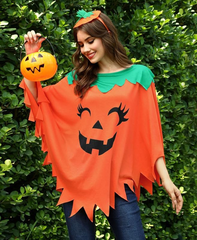 Maisolly Women'S Halloween Pumpkin Poncho Costume  Maisolly   