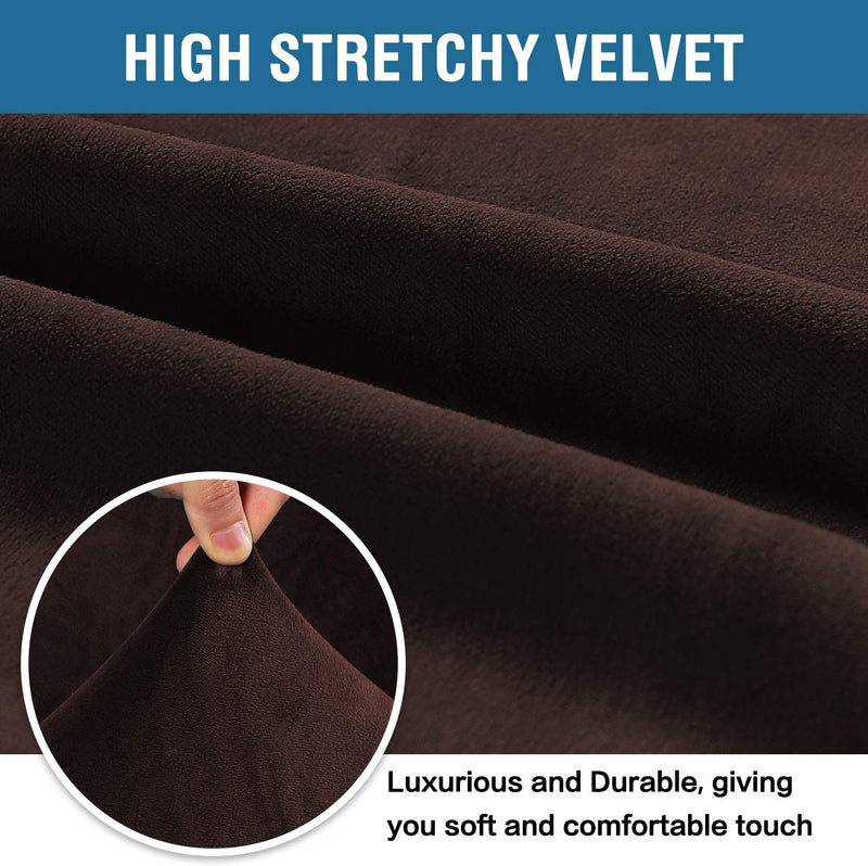 Stretch Velvet Sofa Covers for 3 Cushion Couch Covers Sofa Slipcovers Furniture Protector Soft with Non Slip Elastic Bottom, Crafted from Thick Comfy Rich Velour (Sofa 72"-90", Chocolate) Home & Garden > Decor > Chair & Sofa Cushions H.VERSAILTEX   
