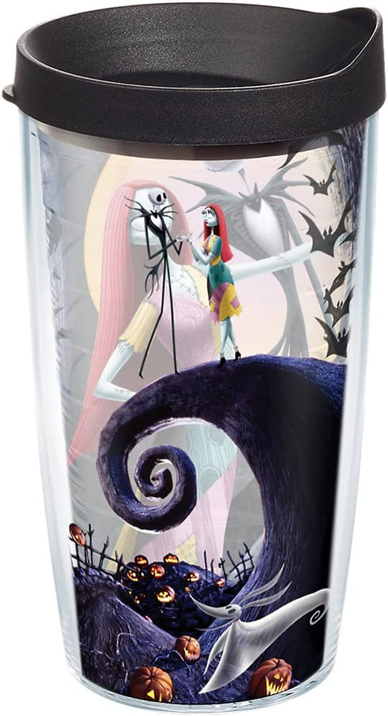 Tervis Tumbler with Lid, Jack Skellington and Sally Welcome the Holidays in This Disney a Nightmare before Christmas Design That Keeps Your Drinks from Going All Oogie Boogie. , Black Home & Garden > Kitchen & Dining > Tableware > Drinkware Tervis Lidded 16 oz 