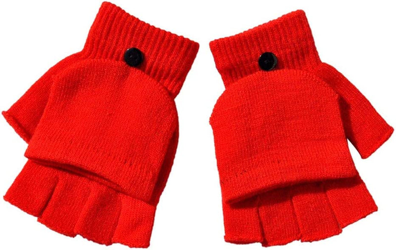 Women Mittens Fingerless Winter Hand Flip Gloves Adult Men Cover Women Wrist Mittens for Women Cold Weather Heated Sporting Goods > Outdoor Recreation > Boating & Water Sports > Swimming > Swim Gloves Bmisegm Red One Size 