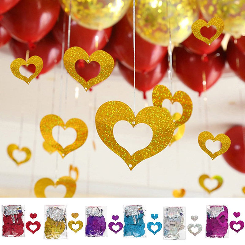 Leaveforme 100 Pcs Glitter Heart Hanging Decoration, Valentine'S Day Hanging Decor Pendant Wedding Marriage Proposal Party Supplies,Diy Balloon Sequin Ornament Home & Garden > Decor > Seasonal & Holiday Decorations leaveforme Blue  