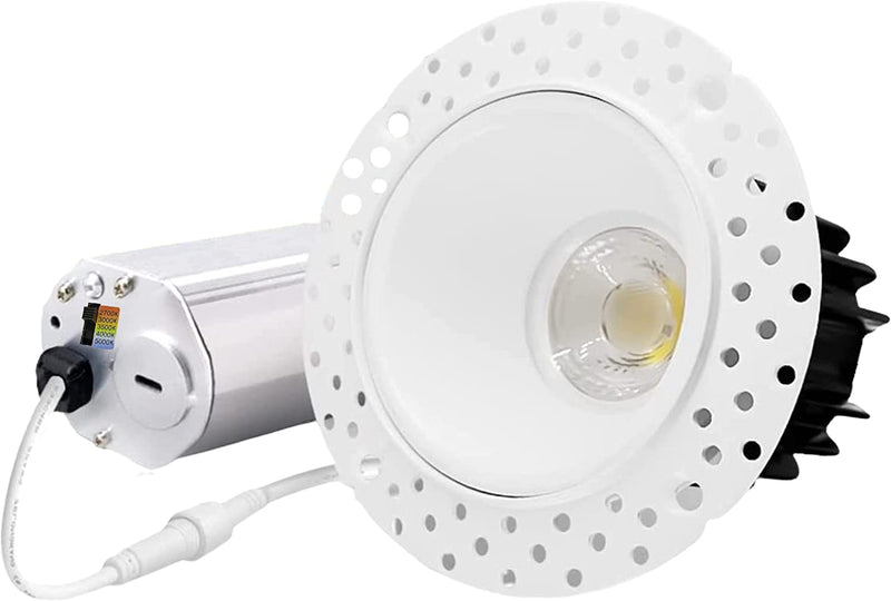 Perlglow 2 Inch Trimless round White Downlight Luminaire, LED Recessed Light Fixtures Ceiling Lights, Dimmable 8W=65W, 600 Lumens, CRI 90+, IC Rated, 5CCT Selectable 2700K|3000K|3500K|4100K|5000K Home & Garden > Lighting > Flood & Spot Lights Perlglow Round White 2 inch 