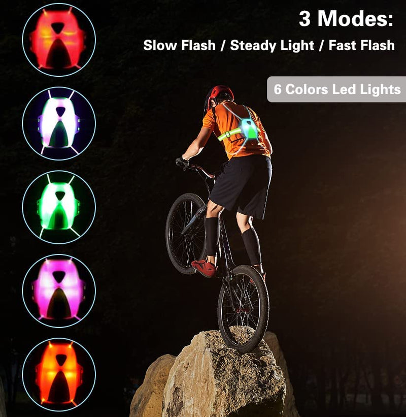 LED Reflective Running Vest, High Visibility Warning Lights for Runners, Adjustable Elastic Safety Gear Accessories for Men/Women Night Running, Walking, Cycling/Biking Sporting Goods > Outdoor Recreation > Winter Sports & Activities NTZS   