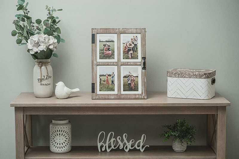 GLM Farmhouse Picture Frames, Holds 4 Photos - 4X6 with Mat or 5X7 Picture Frame Collage, Picture Frames Collage Wall Decor, Collage Picture Frames, Photo Collage Frame, Collage Frames for 4X6 Pictures (Brown) Home & Garden > Decor > Picture Frames Great Lakes Memories   