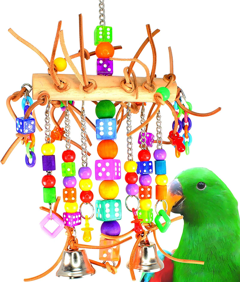 1746 Leather Chain Waterfall Bonka Bird Toys Chew Pull Shred Colorful Parrot Quaker Cockatoo Budgie Animals & Pet Supplies > Pet Supplies > Bird Supplies > Bird Toys Bonka Bird Toys Leather Single 