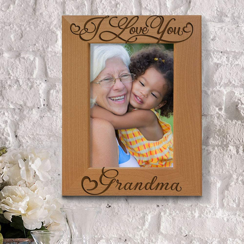 I Love You Grandma, Grandparent'S Day, Best Grandma Ever, Grandma & Me, Engraved Natural Wood Picture Frame from Granddaughter, Grandson (5X7 Vertical) Home & Garden > Decor > Picture Frames KATE POSH   
