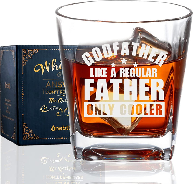 Godfather Gifts, Whiskey Glass Funny Gift Idea for the Best Godfather for Christmas, Birthday, Box and Greeting Card Included - BEST FREAKIN' UNCLE & GODFATHER EVER Home & Garden > Kitchen & Dining > Barware Onebttl LIKE A NORMAL FATHER ONLY COOLER  
