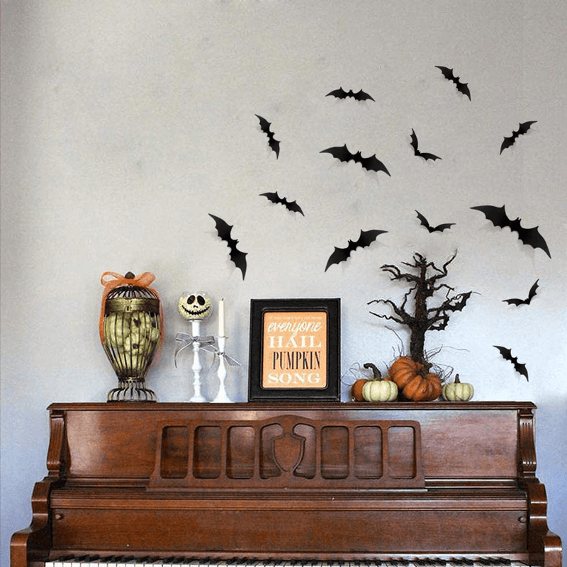 96 PCS Halloween DIY Scary 3D Bats Wall Decal Wall Stickers PVC for Home Window Clings Party Supplies Decorations Indoor Outdoor Decor Arts & Entertainment > Party & Celebration > Party Supplies HONEYJOY   