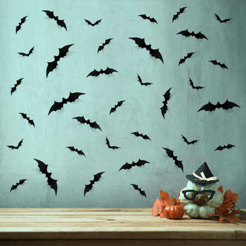 96 PCS Halloween DIY Scary 3D Bats Wall Decal Wall Stickers PVC for Home Window Clings Party Supplies Decorations Indoor Outdoor Decor Arts & Entertainment > Party & Celebration > Party Supplies HONEYJOY   