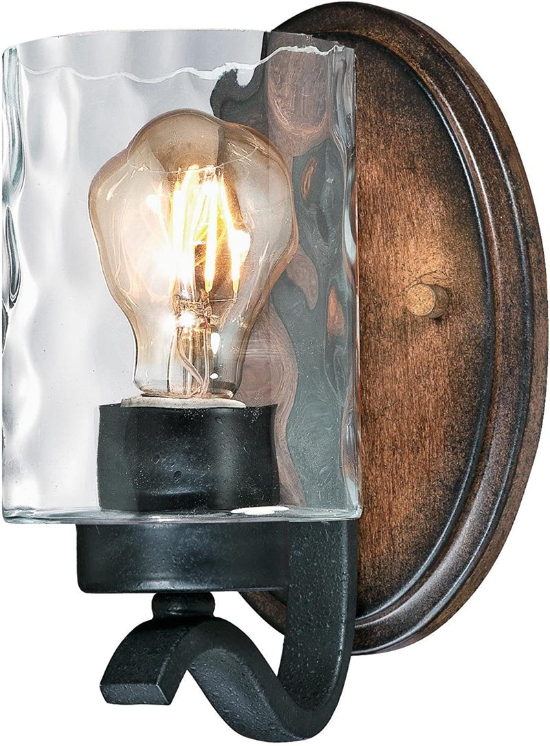 Westinghouse Lighting 6331900 Barnwell Five-Light Indoor Chandelier, Textured Iron and Barnwood Finish with Clear Hammered Glass Home & Garden > Lighting > Lighting Fixtures > Chandeliers Westinghouse Lighting Iron & Barnwood Sconce 