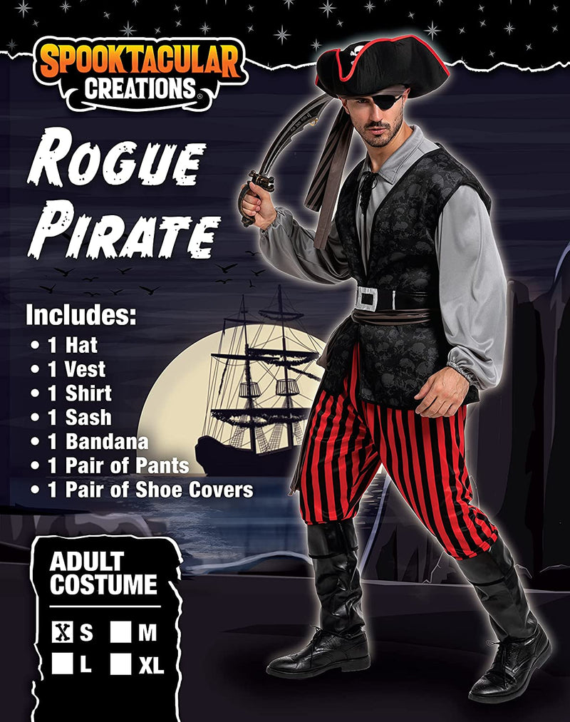 Spooktacular Creations Adult Men Pirate Costume for Halloween, Costume Party, Trick or Treating, Cosplay Party  Spooktacular Creations   