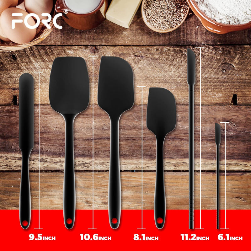Silicone Spatula, Forc 8 Packs 600°F Heat Resistant BPA Free Nonstick Cookware Dishwasher Safe Flexible Lightweight, Food Grade Silicone Cooking Utensils Set for Baking, Cooking, and Mixing Black Home & Garden > Kitchen & Dining > Kitchen Tools & Utensils Forc   