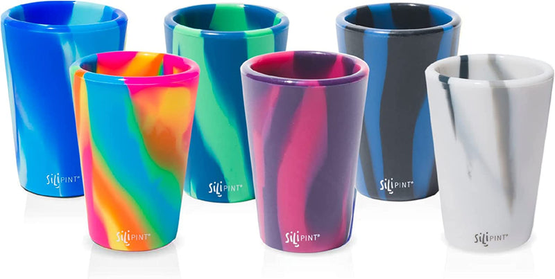 Silipint Silicone Shot-Glass Set, Unbreakable, Reusable, and Freezer-Safe, Fun and Game Shot Glasses, 1.5 Ounces, Alpenglow, Headwaters, Hippie Hops, Offshore, Arctic Sky, Mountain Marble, Set of 6 Home & Garden > Kitchen & Dining > Barware Silipint Alpenglow, Headwaters, Hippie Hops, Offshore, Arctic Sky, Mountain Marble Variety 6 Count (Pack of 1) 