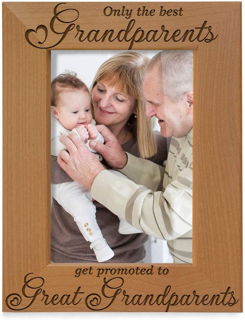 Only the Best Grandparents Get Promoted to Great Grandparents Engraved Natural Wood Picture Frame, Grandma Grandpa Gifts, Grandparents Day Gifts, Mother'S Day, Father'S Day (4" X 6" Horizontal) Home & Garden > Decor > Picture Frames KATE POSH 5" x 7" Vertical  