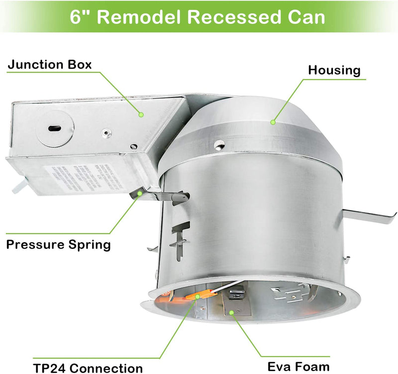 12 Pack 4 Inch Recessed Lighting Housing Remodel, Shallow Type Airtight IC Can Housing with TP24 Connector for LED Recessed Downlight Retrofit Kit, Recessed Light, ETL Listed Home & Garden > Lighting > Flood & Spot Lights hykolity   
