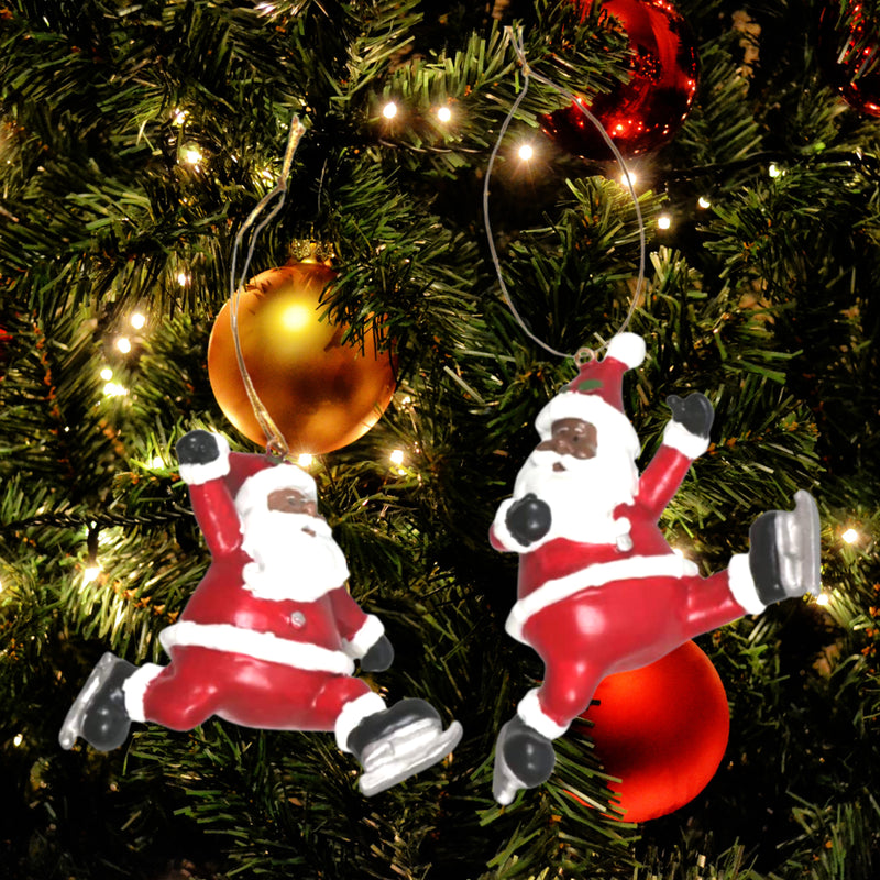 Christmas Skating Santa Claus Christmas Ornaments Party Supplies & Decorations for Christmas Tree Table Home Decor ( Pieces Will Vary) - 4 Pcs  EBKK   