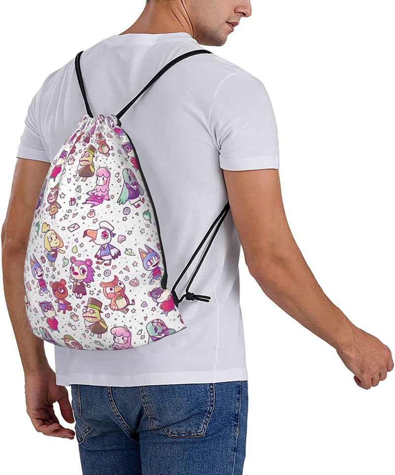 JIALIA a Nimal Crossing Pattern Sport Bag Gym Sack Drawstring Backpack