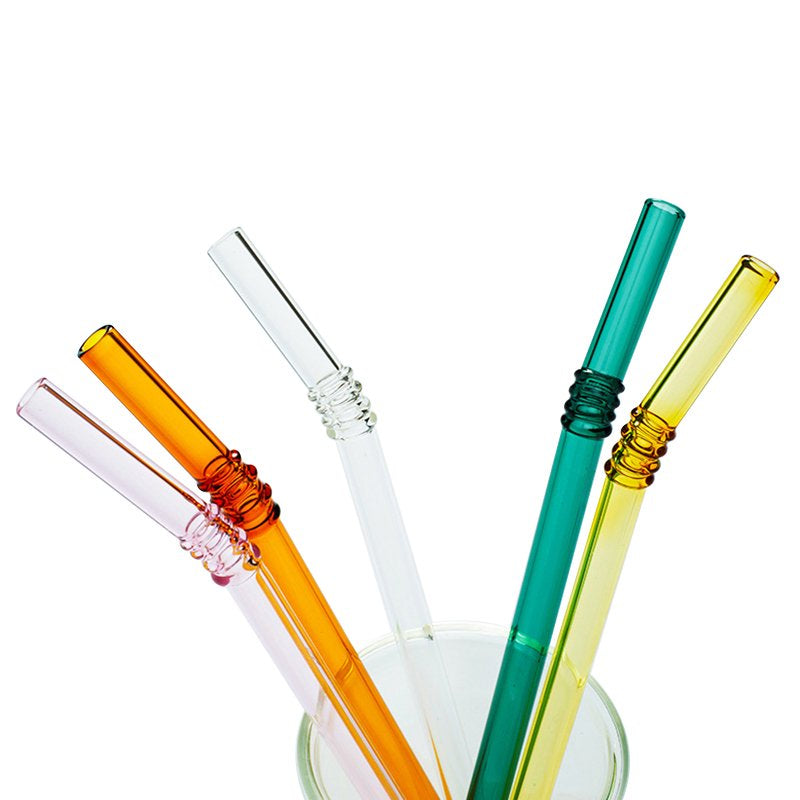 Glass Straw Color Straw High Borosilicate Glass Straw Reusable Drinking Glass Tube Eco-Friendly Events Party Favors Supply Gold Arts & Entertainment > Party & Celebration > Party Supplies Abcelit   