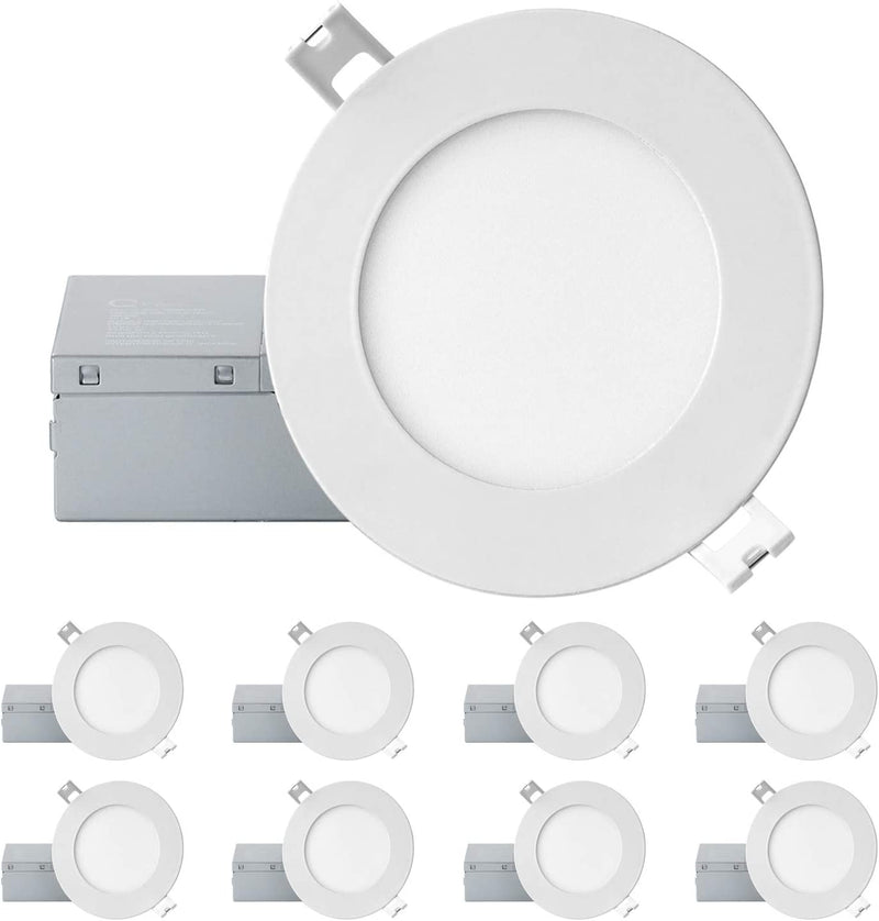 QPLUS 4Inch Dimmable LED Recessed Light, Ultra Thin Ceiling Lights with Junction Box, Canless Downlight, 10W=75W, 750LM, IC Rated, ETL, Energy Star, CSA Approved, Airtight, 5000K Day Light – 4PK Home & Garden > Lighting > Flood & Spot Lights QPLUS 5000k Day Light 8 Pack 