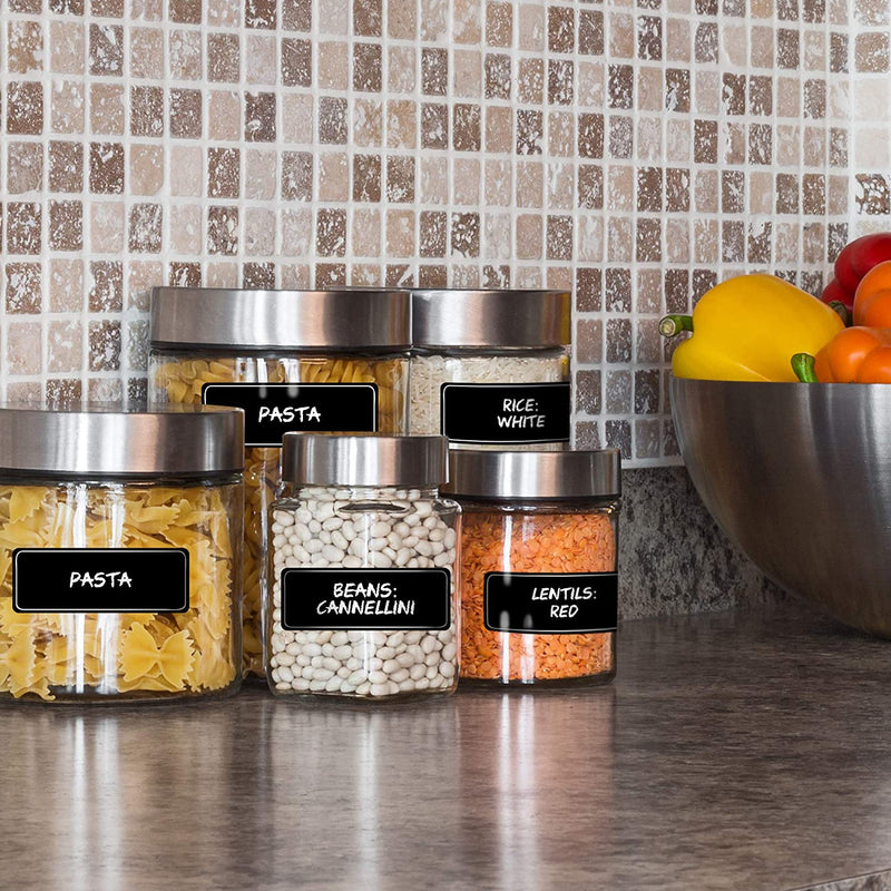 Lovable Labels Pre-Printed Chalkboard Pantry Labels - 288 Dishwasher Safe Pantry Container Labels Help Keep Your Pantry Storage Bins Containers Jars Bottles Canisters Organized (Solid Design) Home & Garden > Decor > Decorative Jars Lovable Labels   