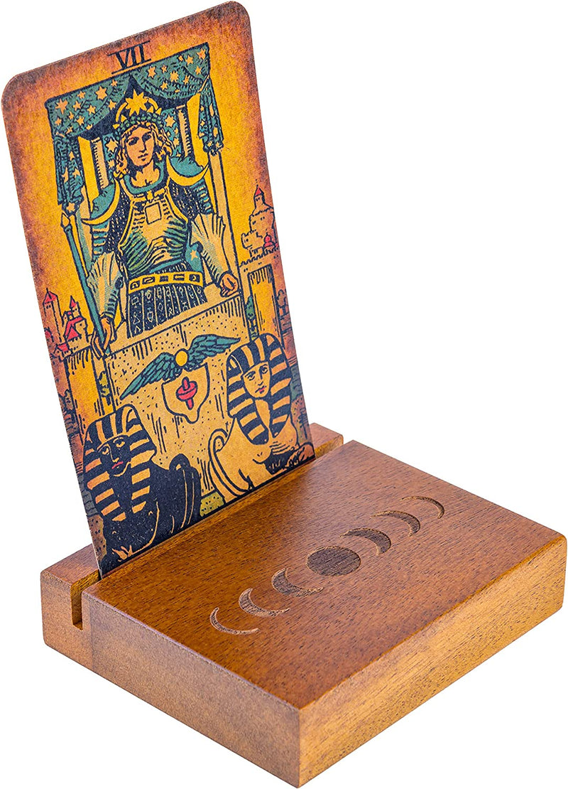 Curawood Tarot Card Holder Stand - Display Your Daily Affirmation Cards - Wooden Tarot Card Stand - Tarot Reading Accessories - Tarot Card Display - Pagan & Wiccan Altar Supplies - Tarot Decor Sporting Goods > Outdoor Recreation > Winter Sports & Activities Curawood 1-Card Stand Engraved Moon  