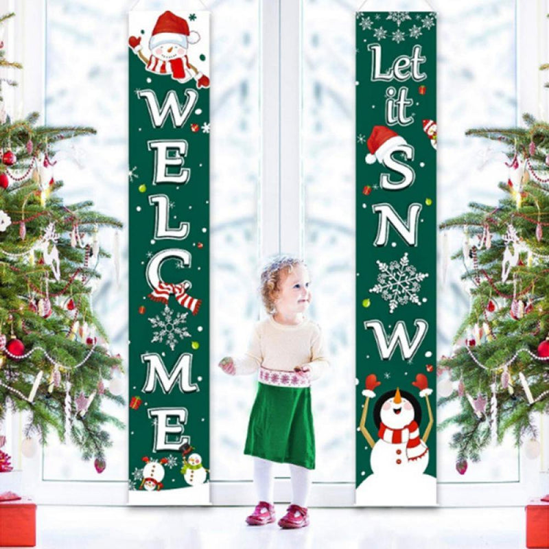 Christmas Porch Sign Banners Welcome Let It Snow Holiday Decor Christmas Decorations Outdoor for Front Door Indoor Yard Home Garage Wall Outside Home & Garden > Decor > Seasonal & Holiday Decorations& Garden > Decor > Seasonal & Holiday Decorations Altsales   