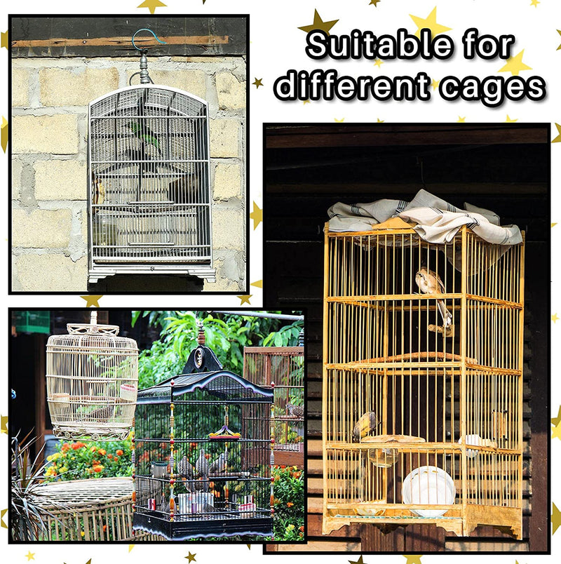 Large Bird Cage Cover Birdcage Nylon Mesh Net Cover Seed Feather Catcher Twinkle Star Universal Birdcage Cover Bird Seed Guard Skirt for Parakeet Macaw African round Square Cage (Black, L)