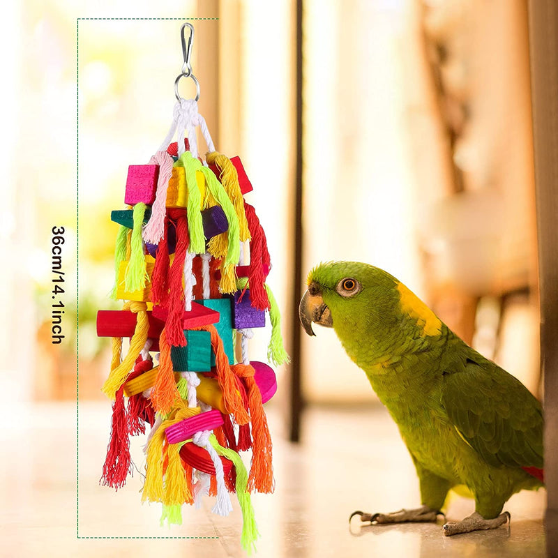 Rypet Large and Small Parrot Chewing Toys - Parrot Cage Bite Toys Wooden Block Tearing Toys for Conures Cockatiels African Grey and Other Parrots