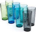 Mixed Drinkware 21-Ounce Plastic Tumbler Acrylic Glasses with Hammered Design, Set of 6 Green Home & Garden > Kitchen & Dining > Tableware > Drinkware JINJIA Mutlicolor 21 oz 