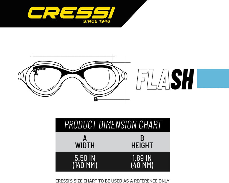 Cressi Adult Comfortable Silicone Swimming Goggles for Indoor Pool and Outdoor Use - Flash: Made in Italy