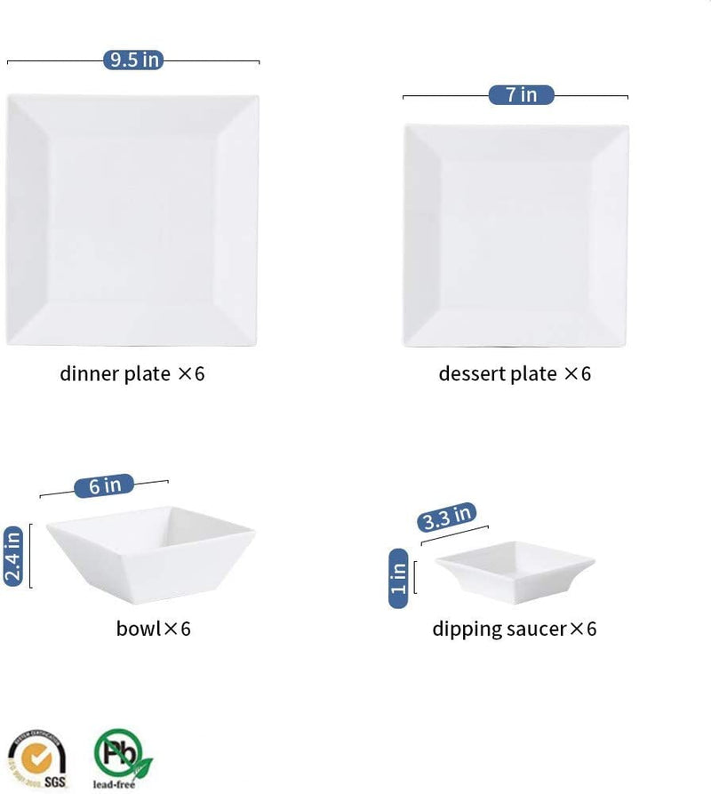Porlien 24-Piece Classic Square Dinnerware Set for 6, off White Home & Garden > Kitchen & Dining > Tableware > Dinnerware Porlien   