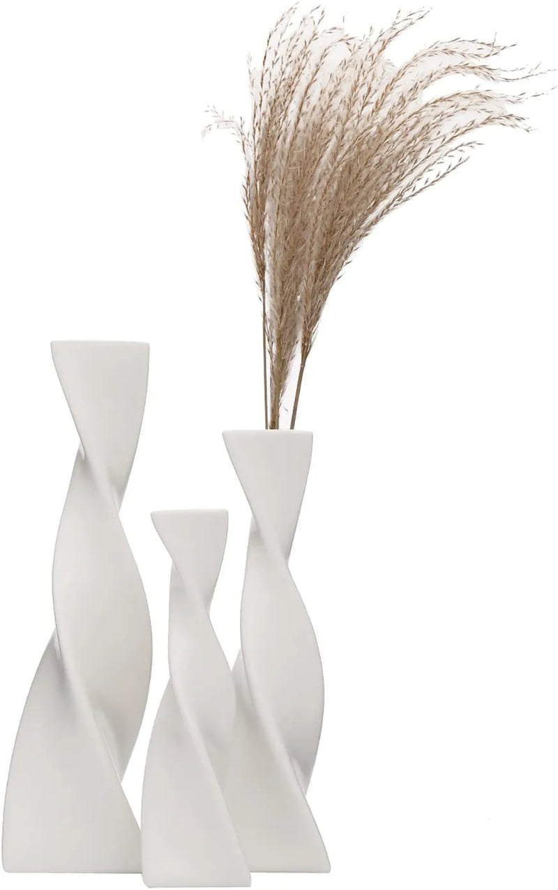 White Vases for Decor, Ceramic Vase Twist Modern Home Decor Vases for Centerpieces, Flower Decorative Vase, Pampas Grass Vase, 3Pcs Minimalist Nordic Boho Ins Style for Wedding Table Party Living Room Sporting Goods > Outdoor Recreation > Cycling > Cycling Apparel & Accessories > Bicycle Helmets Domyniksea   