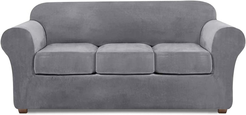 Sofa Covers for 3 Cushion Couch Velvet Sofa Cover for 3 Cushion Couch Slipcover Stretch 4 Piece Couch Cover for Sofa Slipcover Furniture Covers for Couches and Sofas Furniture Protector (Brown) Home & Garden > Decor > Chair & Sofa Cushions NORTHERN BROTHERS Light Gray Large 