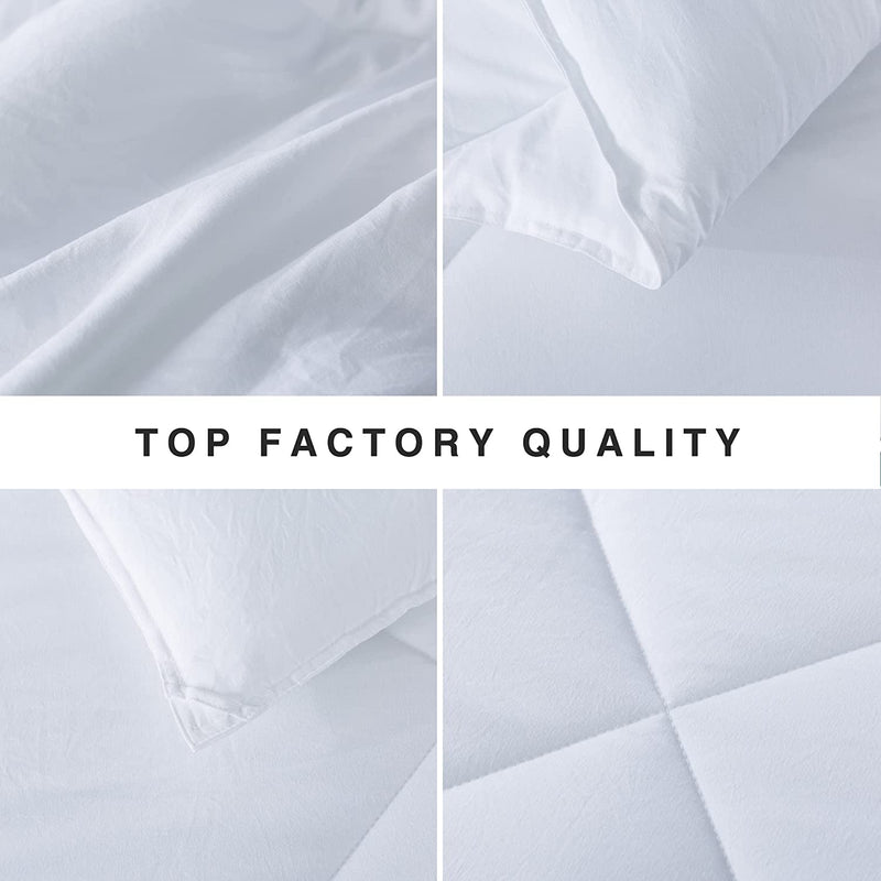 DOMDEC Heavyweight Quilted Comforter Queen Size Cozy Soft Washed Microfiber Duvet Insert down Alternative Fill Hotel Collection Machine Washable Winter Warmth(88X90”, White) Home & Garden > Linens & Bedding > Bedding > Quilts & Comforters DOMDEC   