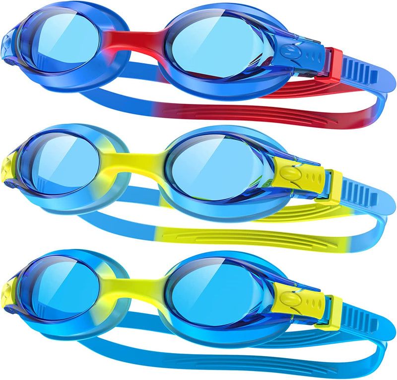 Findway Kids Swim Goggles, 2 Pack Kids Swimming Goggles Anti-Fog No Leaking Girls Boys for Age 3-10 Sporting Goods > Outdoor Recreation > Boating & Water Sports > Swimming > Swim Goggles & Masks findway 3 Pack-blue/Blue/Blue  
