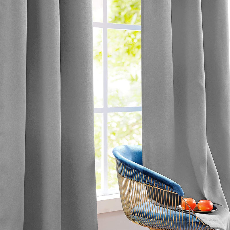 FMFUNCTEX Branch Grey Blackout Curtain Panels for Bedroom 84" Foil Gold Tree Branch Window Curtains Metallic Print Energy Efficient Thermal Curtain Drapes for Guest Living Room Grommet Top 2 Panels Home & Garden > Decor > Window Treatments > Curtains & Drapes FMFUNCTEX Solid Light Grey 50" x 63"L 