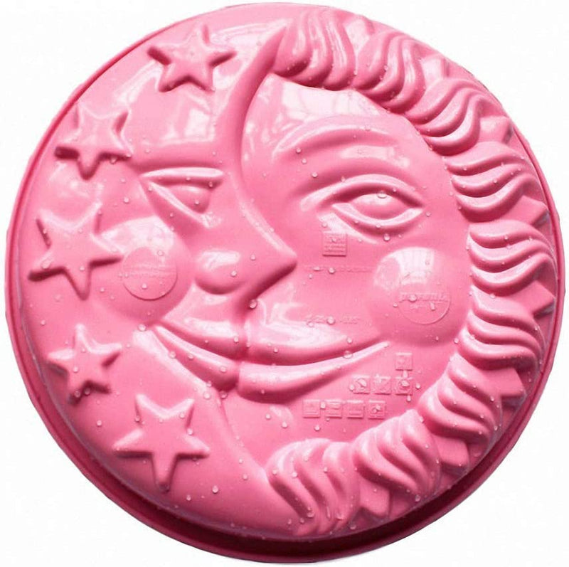 Sun, Moon & Stars Silicone Cake Pan, 9 Inch round Shape with Sun & Moon Face Silicone Baking Mold Cheese Cake Pizza Pie Flan Tart Bread Bakeware Pastry Baking Mold (Random Color) Home & Garden > Kitchen & Dining > Cookware & Bakeware Fewo   