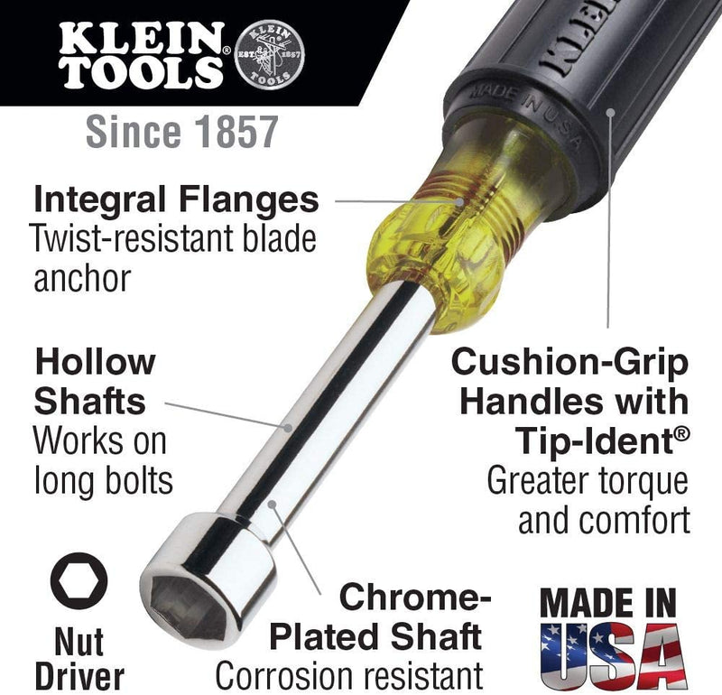 Klein Tools 631 Tool Set, Nut Driver Set W/Hex Nut Sizes 3/16, 1/4, 5/16, 11/32, 3/8, 7/16 and 1/2-Inch on 3-Inch Full Hollow Shaft, 7-Piece Sporting Goods > Outdoor Recreation > Fishing > Fishing Rods Klein Tools   