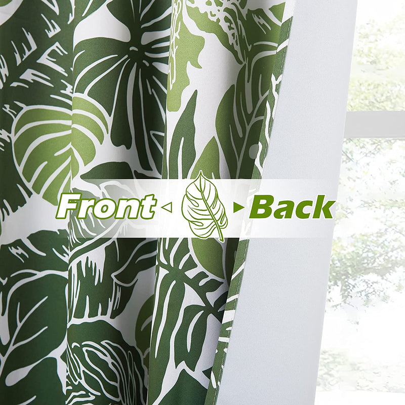 NICETOWN Room Darkening Tropical Curtains 84 Inches Length, Summer Palm Tree Banana Leaf Light Reducing Window Coverings for Villa/Hall/Patio Door, W52 X L84, Double Pieces, Green Palm Home & Garden > Decor > Window Treatments > Curtains & Drapes NICETOWN   
