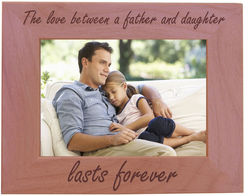 Customgiftsnow the Love between a Father and Daughter Lasts Forever Natural Alder Wood Tabletop/Hanging Photo Picture Frame (4X6-Inch Horizontal)